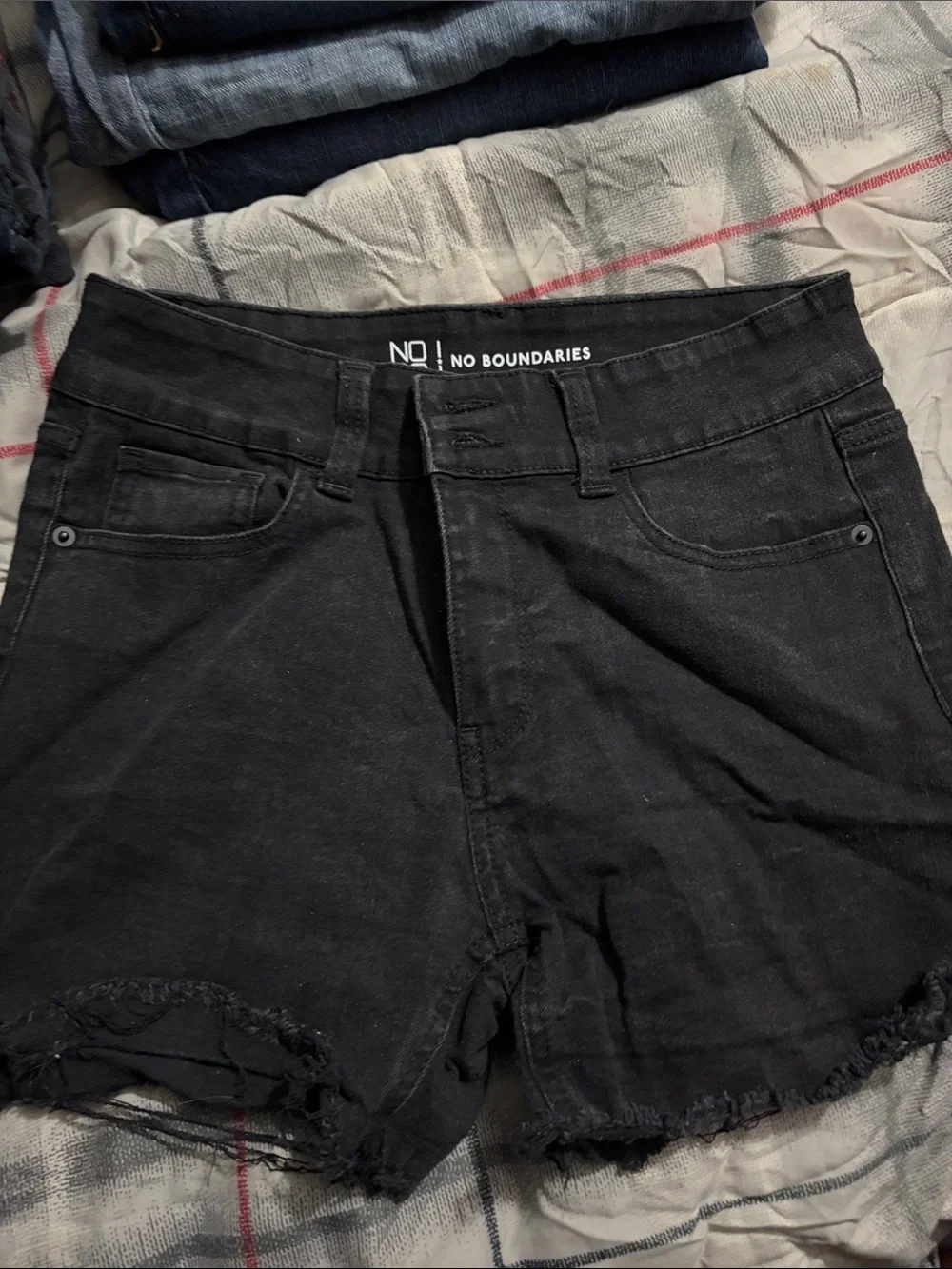 No Boundaries Black Raw Hem Denim Shorts